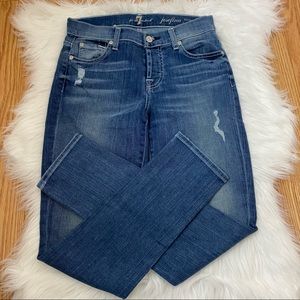 7 For All Mankind Josefina Skinny Boyfriend Medium Wash Distressed Jeans Size 23